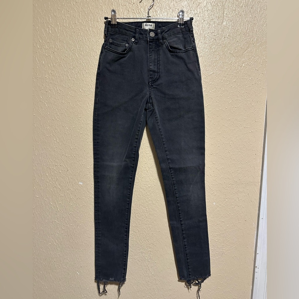 Acne Studio Jeans‎ Size 26 frayed Hem Ankle Black Luxury